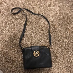 MK black leather crossbody bag